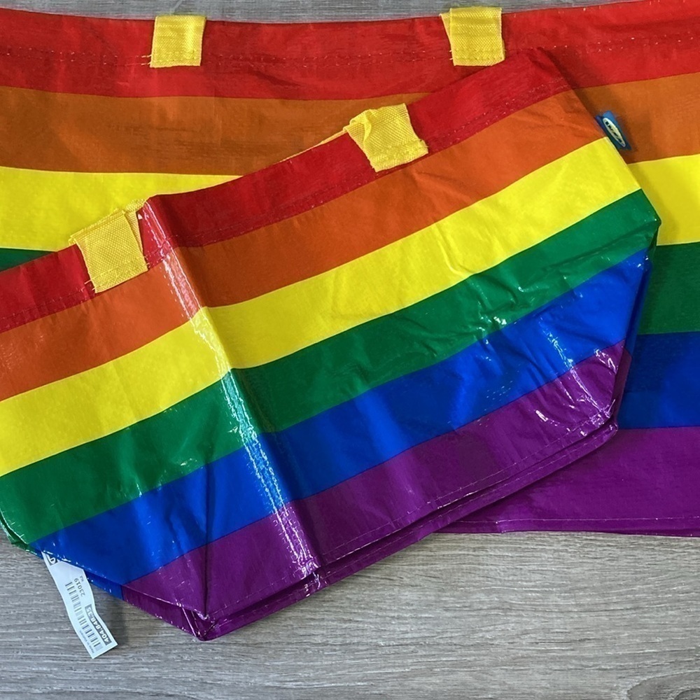 IKEA set of 2 rainbow STORSTOMMA tote bags NWT